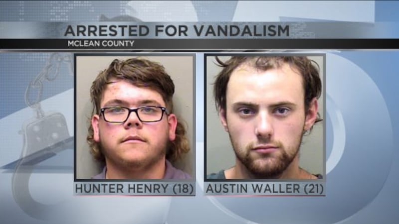 Suspects accused of vandalizing Hinthorn Chapel at Lake Bloomington on July 7.