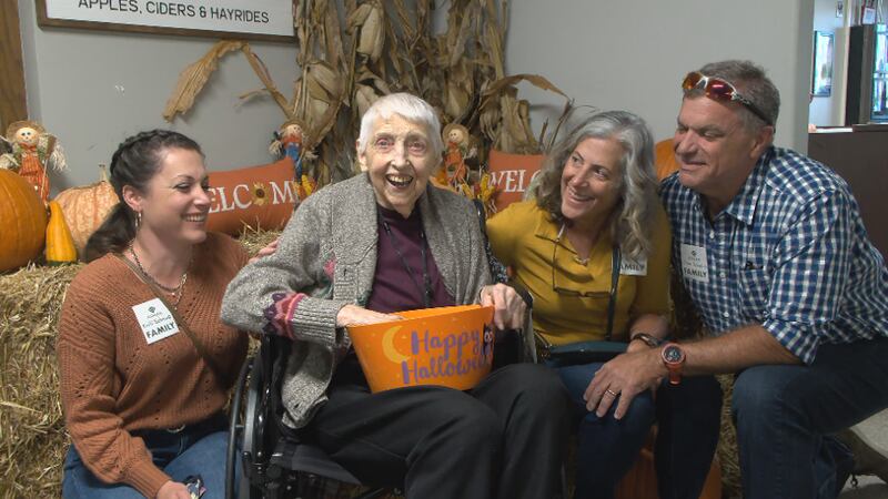 Lillian is surrounded by family during her spooky Halloween birthday.