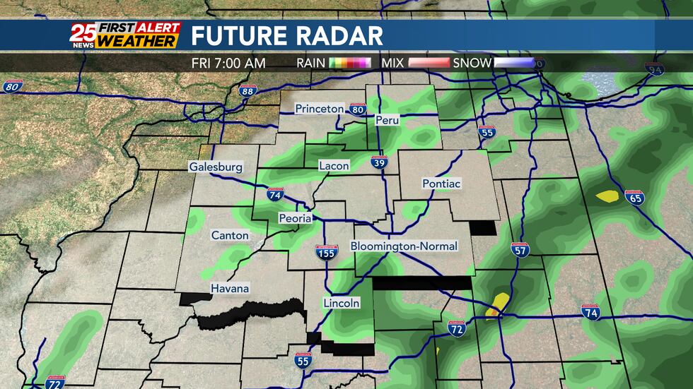 A few showers will be possible through Friday morning's commute.