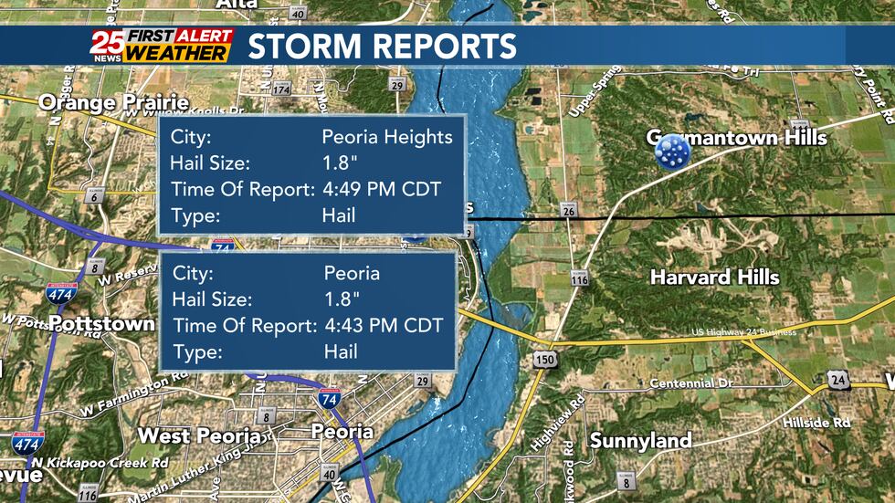 Hail reports from Thursday April 20.