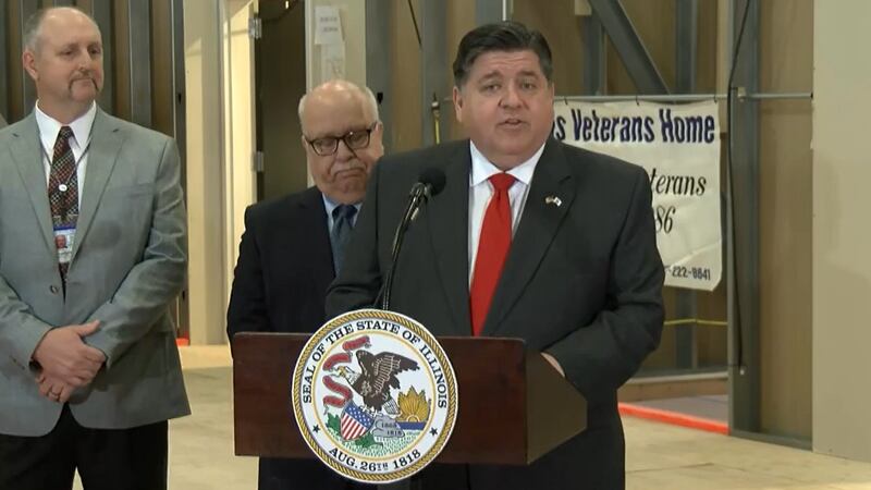Gov. Pritzker at the Illinois Vets' Home in Quincy.