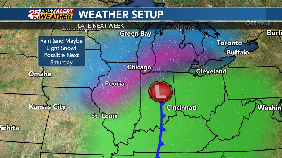 A system could bring rain and possibly some light snow to Central Illinois next weekend.
