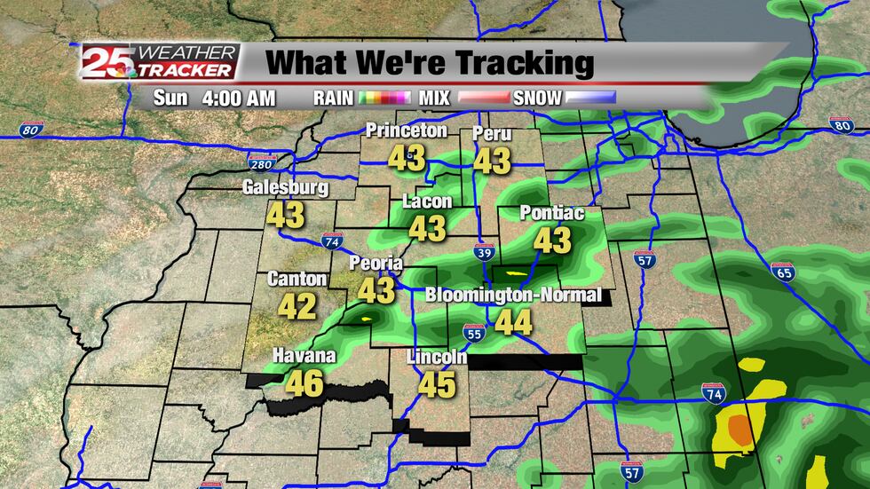 Futurecast snapshot valid at 4 AM Sunday.